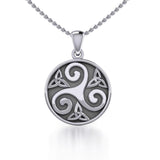 Triskelion Spiral with Trinity Knot Silver Pendant TPD5609 - Jewelry