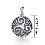 Triskelion Spiral with Trinity Knot Silver Pendant TPD5609 - Jewelry