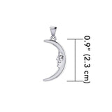 Double Sided Small Crescent Moon Silver Pendant TPD5636 - Jewelry