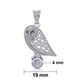 Celtic Owl Silver Pendant with Gemstone TPD5720 - Jewelry