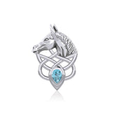 Silver Horsehead Knotwork Pendant with Gemstone  TPD5727 - Jewelry