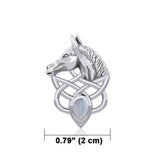 Silver Horsehead Knotwork Pendant with Gemstone  TPD5727 - Jewelry