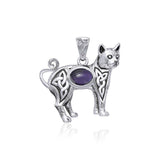 Celtic Cat Pendant with Gemstone TPD5729 - Jewelry