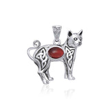 Celtic Cat Pendant with Gemstone TPD5729