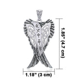 Celtic Angel Wings with Rune Symbols silver Pendant TPD5735
