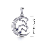 Crescent Moon and Virgo Astrology Constellation Silver Pendant TPD5771