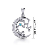 Crescent Moon and Sagittarius Astrology Constellation Silver Pendant TPD5774