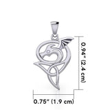Flying Dragon with Celtic Trinity Knot Silver Pendant TPD5817 - Jewelry