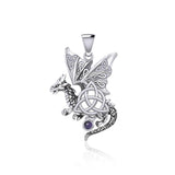Dragon with Triquetra Silver Pendant TPD5821 - Jewelry