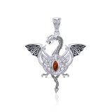 Flying Dragon with Celtic Knot Silver Pendant TPD5823