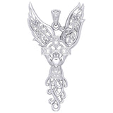 Phoenix Claddagh Cross Filigree Flower Silver Pendant TPD5872