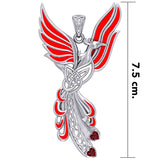 Celtic Phoenix Silver Pendant with Gems and Enamel TPD5873