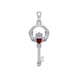 Irish Claddagh Mini Spiritual Key Silver Pendant TPD5878