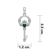 Irish Claddagh Mini Spiritual Key Silver Pendant TPD5878