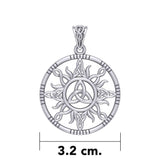 The Sun and Celtic Trinity Knot Silver Pendant TPD5924