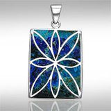 Flower Flat Cabochon Rectangle Pendant TPD593 - Jewelry