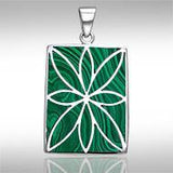 Flower Flat Cabochon Rectangle Pendant TPD593 - Jewelry