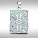 Flower Flat Cabochon Rectangle Pendant TPD593 - Jewelry