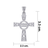 Celtic Cross Aquarius Astrology Zodiac Sign Silver Pendant TPD5946