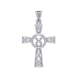 Celtic Cross Taurus Astrology Zodiac Sign Silver Pendant TPD5949