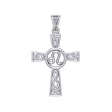 Celtic Cross Leo Astrology Zodiac Sign Silver Pendant TPD5952