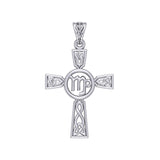 Celtic Cross Virgo Astrology Zodiac Sign Silver Pendant TPD5953