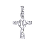 Celtic Cross Scorpio Astrology Zodiac Sign Silver Pendant TPD5955