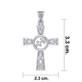 Celtic Cross Sagittarius Astrology Zodiac Sign Silver Pendant TPD5956