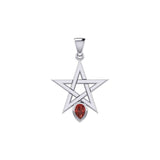 Pentagram Spirit Silver Pendant with Gemstone TPD5963