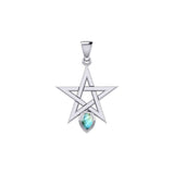 Pentagram Spirit Silver Pendant with Gemstone TPD5963