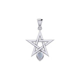 Pentagram Spirit Silver Pendant with Gemstone TPD5963