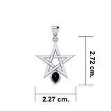 Pentagram Spirit Silver Pendant with Gemstone TPD5963