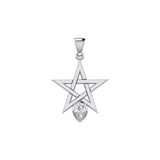 Pentagram Spirit Silver Pendant with Gemstone TPD5963