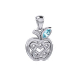 Celtic Spiritual Fruit Apple with Double Heart Silver Pendant with Gemstone TPD5987