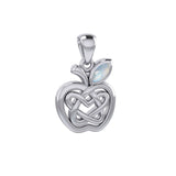 Celtic Spiritual Fruit Apple with Double Heart Silver Pendant with Gemstone TPD5987