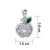 Celtic Spiritual Fruit Apple with Double Heart Silver Pendant with Gemstone TPD5987