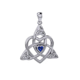 Celtic Heart Birthstone Trinity Silver Pendant TPD5990