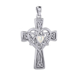 Celtic Heart Birthstone Trinity Cross Silver Pendant TPD5991