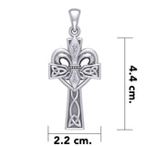 A powerful combination of Celtic elements ~ Sterling Silver Jewelry Pendant in Fleur-de-Lis and Celtic Cross TPD5994