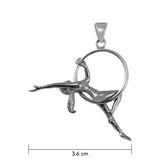 Beautiful Acrobat Lady With Her Magical Aerial Hoop Silver Pendent TPD5998