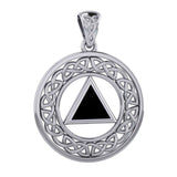 Large AA Recovery with Celtic Boarder Silver Pendant TPD6007