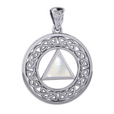 Large AA Recovery with Celtic Boarder Silver Pendant TPD6007