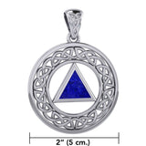 Large AA Recovery with Celtic Boarder Silver Pendant TPD6007