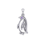 Celtic Spirit of The Antarctic Penguin Silver Pendant with Gem TPD6010