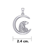 Celtic Spirit of The Arctic Polar Bear on The Moon Silver Pendant TPD6015