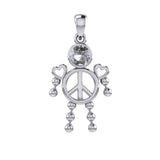 Peace Love and Celtic Tritinty Knot Doll Silver Pendant TPD6106