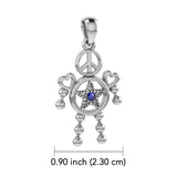 Peace Star and Love Doll Silver Pendant With Gem TPD6109