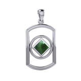 Rectangle Silver Pendant with Inlay Stone in NA Symbol Shape TPD6165