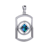 Rectangle Silver Pendant with Inlay Stone in NA Symbol Shape TPD6165