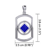 Rectangle Silver Pendant with Inlay Stone in NA Symbol Shape TPD6165